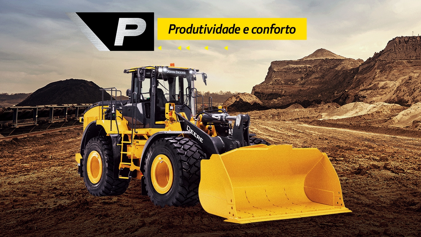Pá-carregadeira de rodas da linha P no deserto.