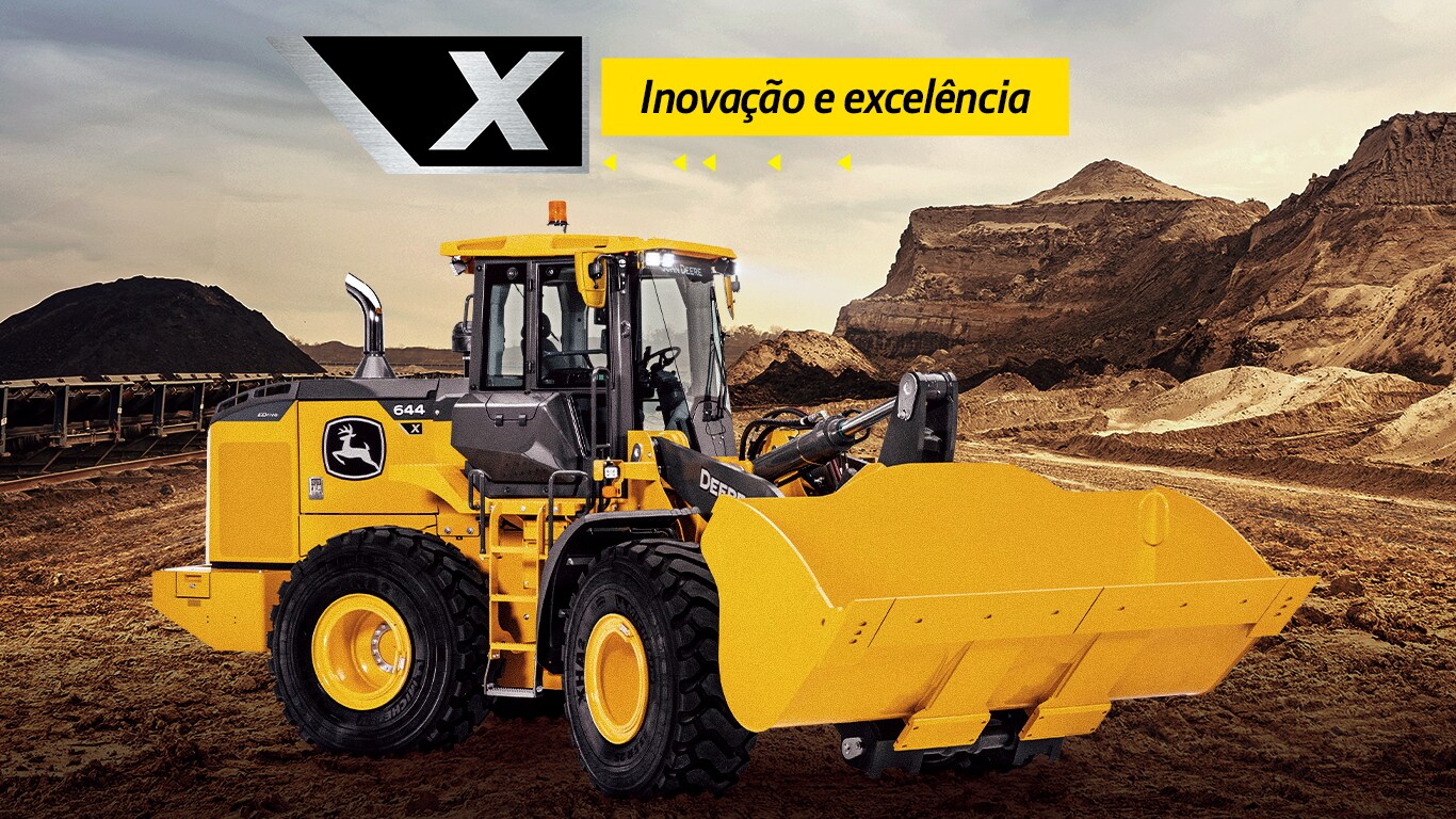 Pá-carregadeira de rodas da linha X no deserto.