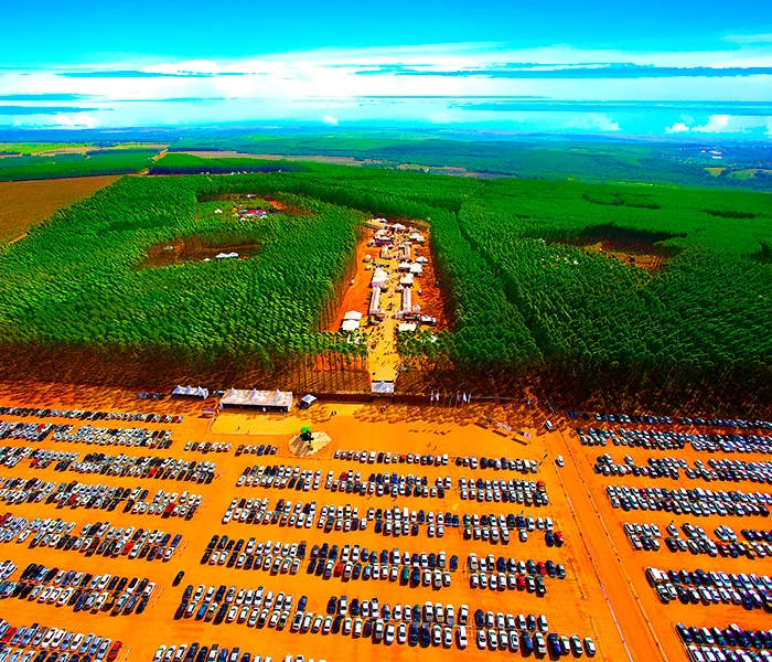 Imagem aérea do município de Guatapará, a aproximadamente 45 km de Ribeirão Preto (SP), local onde é realizada a EXPOFOREST.