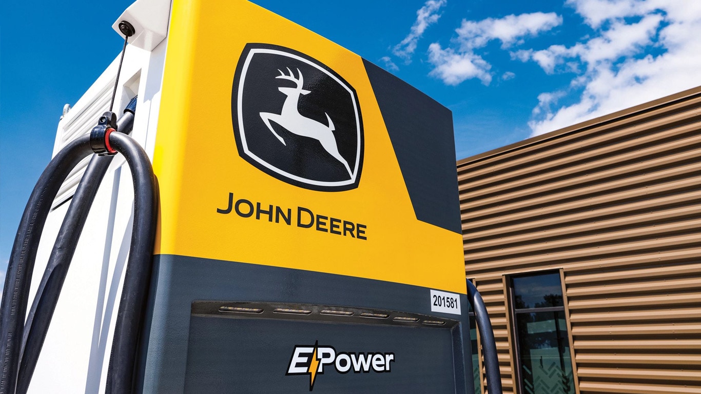 Imagem de uma estação de carregamento John Deere E-Power