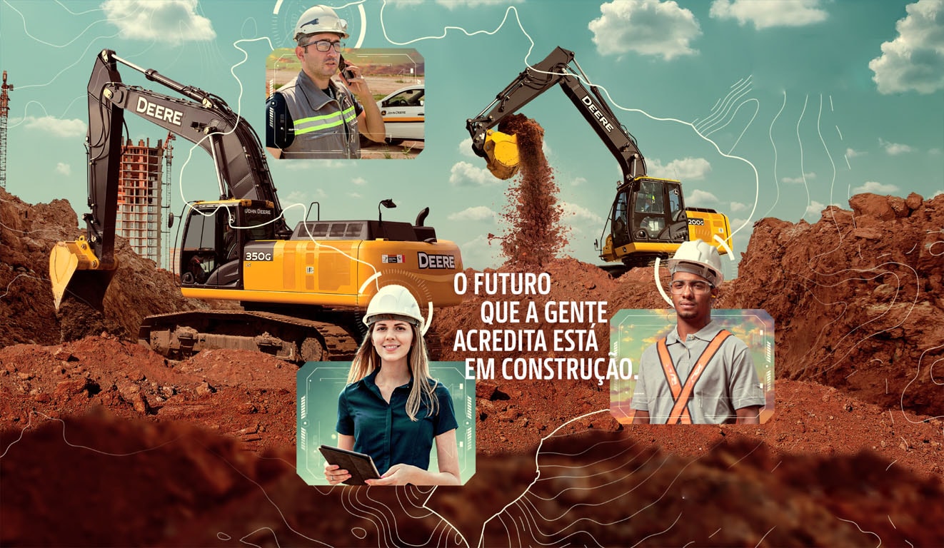 Pessoas felizes num banner sobre capsula do tempo da construção Pessoas felizes num banner sobre capsula do tempo da construção