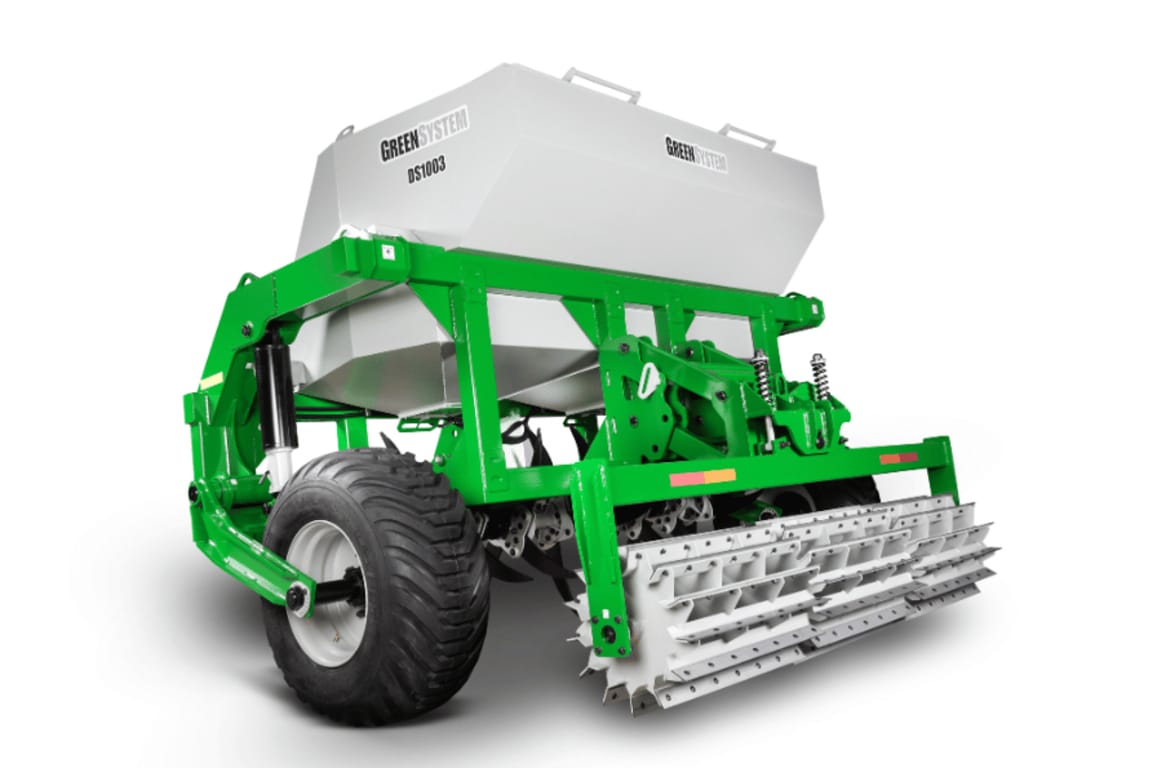 Descompactador de Solo Giratório no fundo branco, parte traseira.