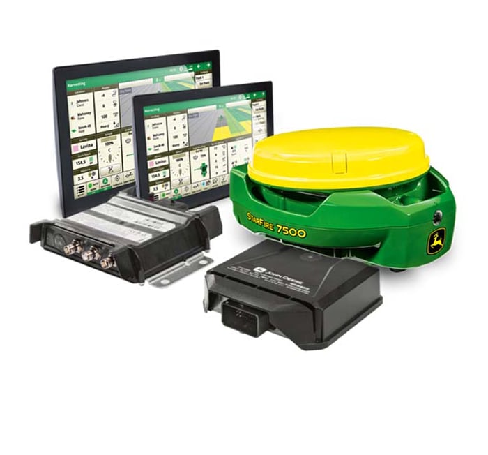Receptor StarFire 7500, Monitor G5 Universal, G5Plus Universal, JDLink Modem M e R, no fundo branco.