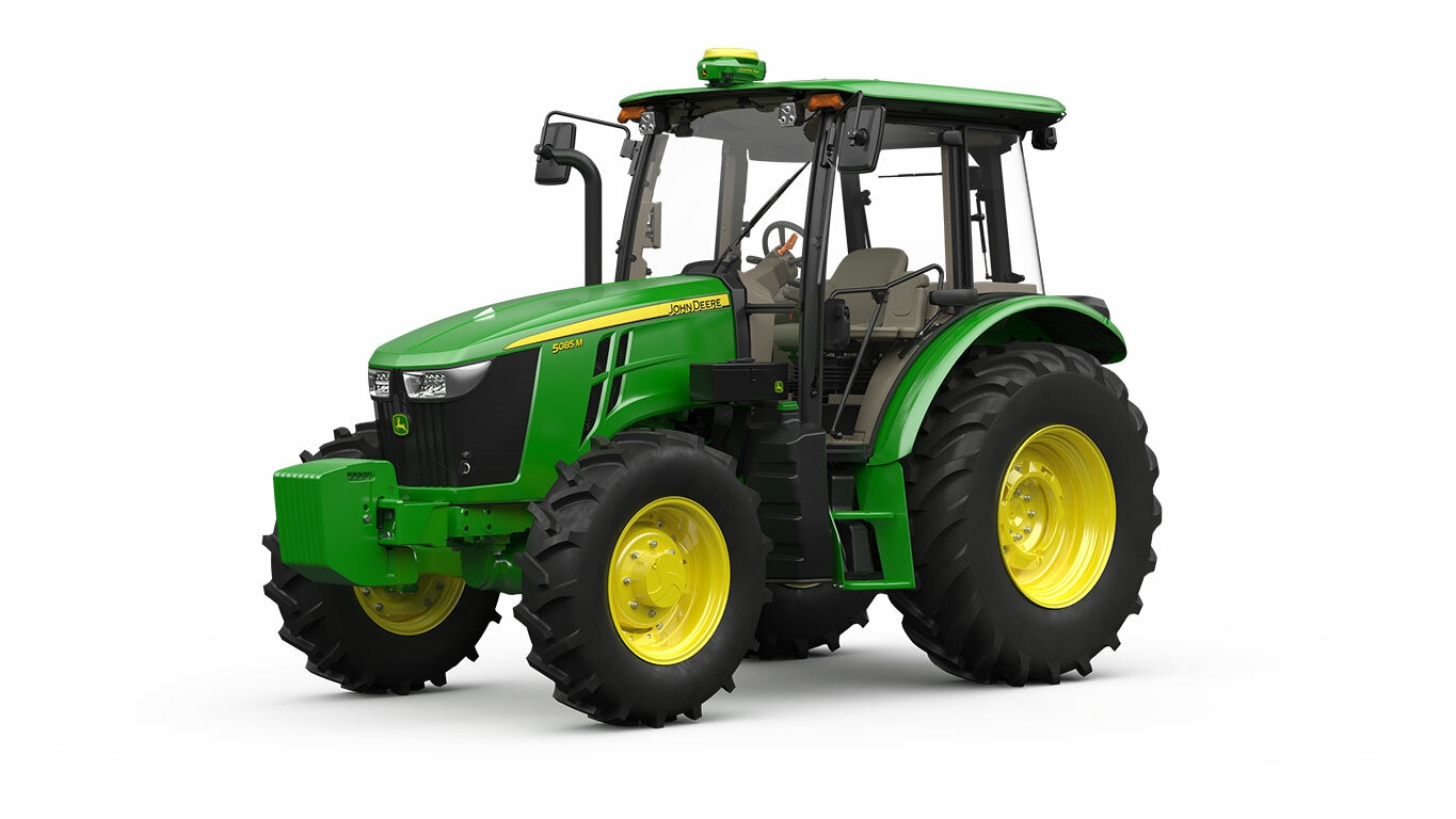 Trator 5085M no fundo branco.