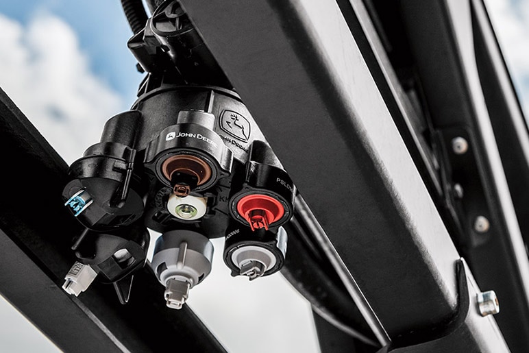 Detalhe do bico pulverizador de herbicida.